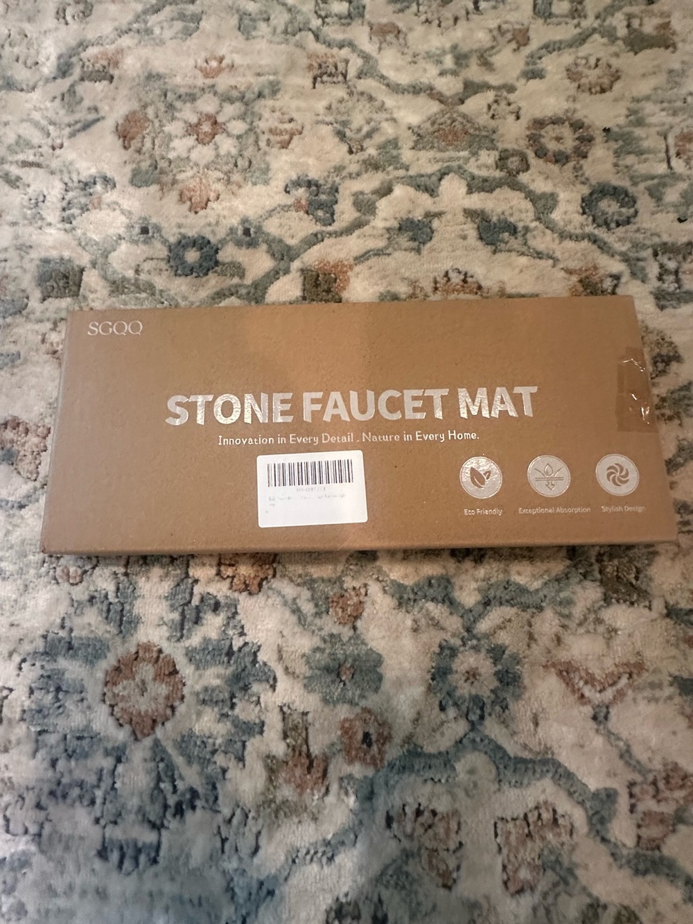 NIB Stone Faucet Mat in Brown - Protective Sink Tray